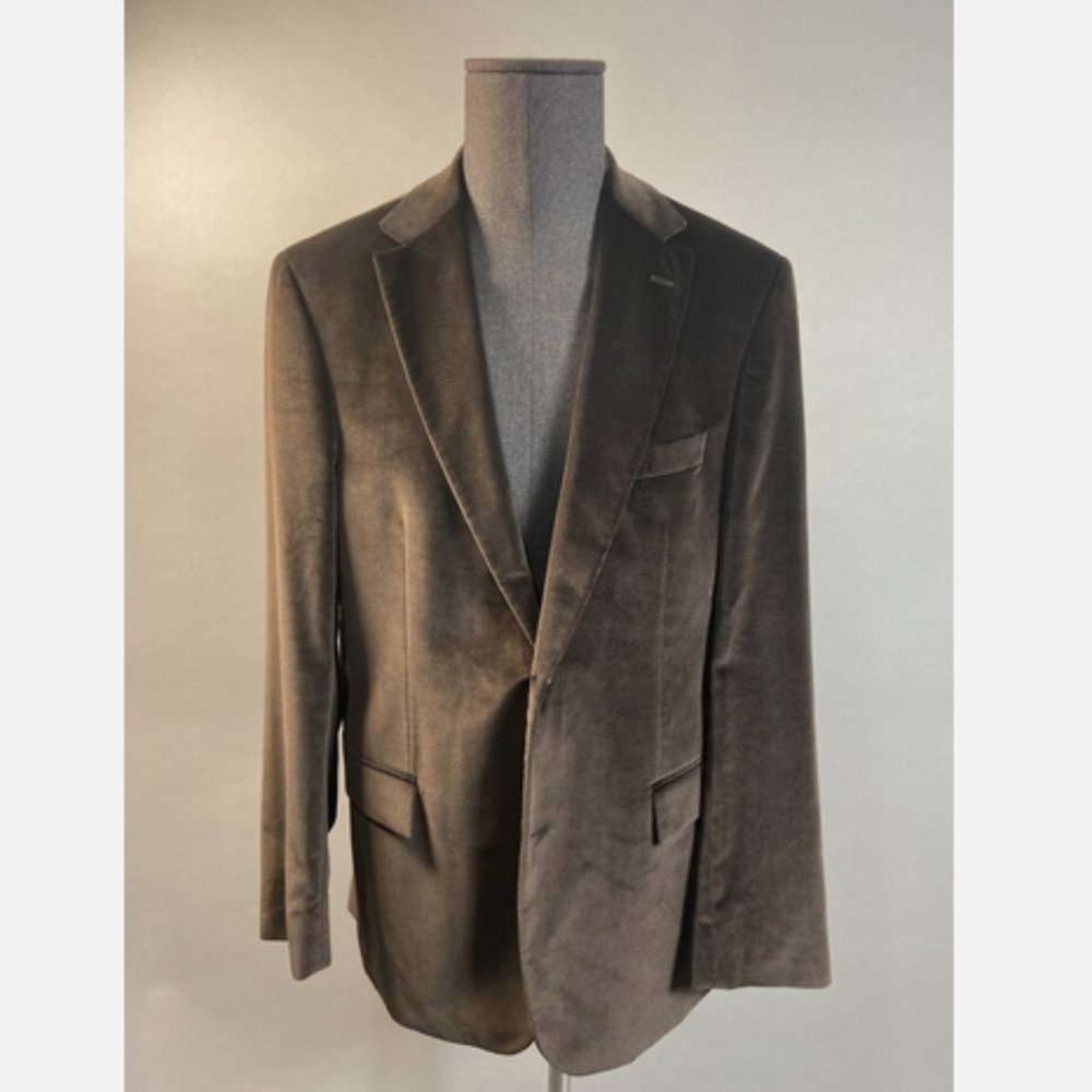 Hugo Boss Pasolinni Sport Coat Blazer Size 42 L Brown Cotton Velour USA MADE